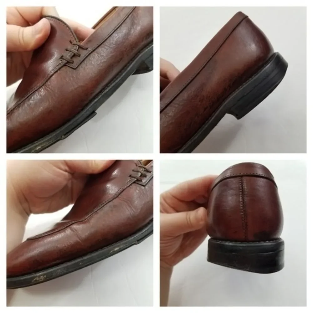 Allen Edmonds Steen 8.5 D Brown Leather Slip on Loafers Mens Shoes Split Toe